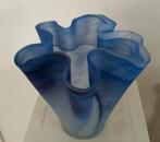 Plooi   /  Zakdoek Vaas Murano, Gebruikt, Blauw, Ophalen of Verzenden, Glas