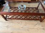 Teakhouten salontafel met glasplaat, Ophalen, Gebruikt, 100 tot 150 cm, Teakhout