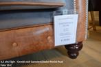 3,5 zits Chesterfield combi grijze stof / cognac leer, Nieuw, 75 tot 100 cm, 200 tot 250 cm, Ophalen