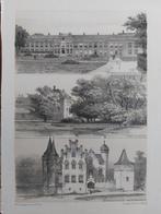 6 / Broederhuis en kasteel Zeist & Moersbergen Litho 1882, Antiek en Kunst, Kunst | Litho's en Zeefdrukken, Ophalen of Verzenden