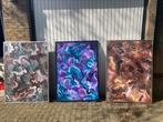 3 x groot abstract schilderij, Antiek en Kunst, Ophalen