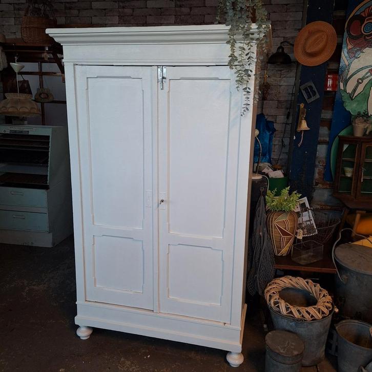 Witte Brocante Meidenkast linnenkast kast, Huis en Inrichting, Kasten | Kledingkasten, 150 tot 200 cm, 100 tot 150 cm, 25 tot 50 cm