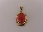 Gouden hanger met bloedkoraal                           G107, Gebruikt, Overige voorstellingen, ., Ophalen of Verzenden