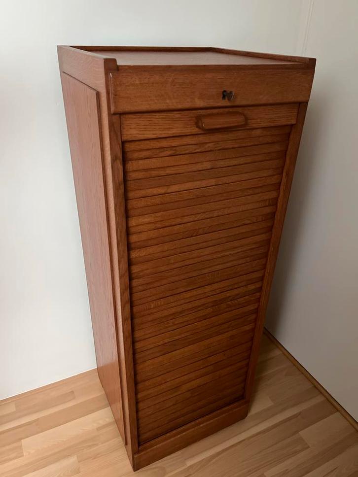 Antieke eiken rolluikkast met 8 lades - 120x44x42 cm, Huis en Inrichting, Kasten | Roldeurkasten en Archiefkasten, Gebruikt, 100 tot 150 cm