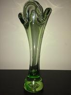 Handgeblazen vaas in de stijl van Murano finger vase 27,5cm, Ophalen of Verzenden, Groen, Glas, Minder dan 50 cm