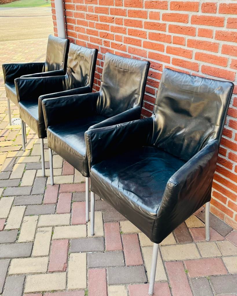 Gratis 4 eetkamer stoelen, Huis en Inrichting, Fauteuils, Ophalen, Gebruikt, Minder dan 75 cm, Leer