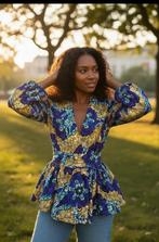 NANA Peplum Wrap Top, Geen merk, Ophalen of Verzenden, Nieuw, Blauw