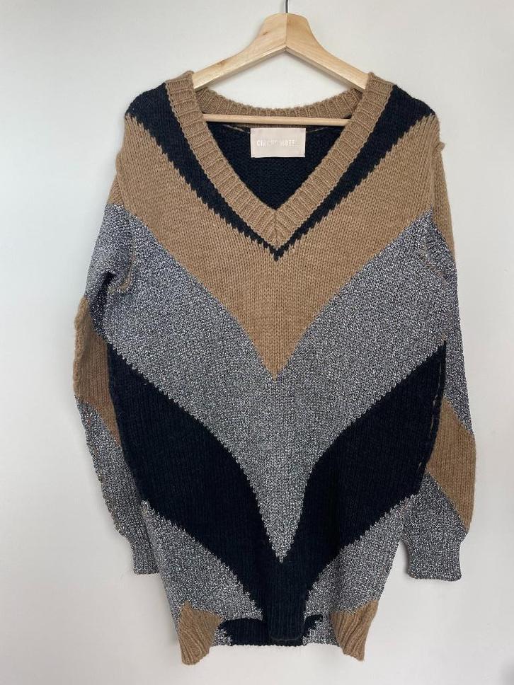 Circus Hotel lange trui jurk wol maat 40 bruin zilver zwart, Kleding | Dames, Truien en Vesten, Zo goed als nieuw, Maat 38/40 (M)