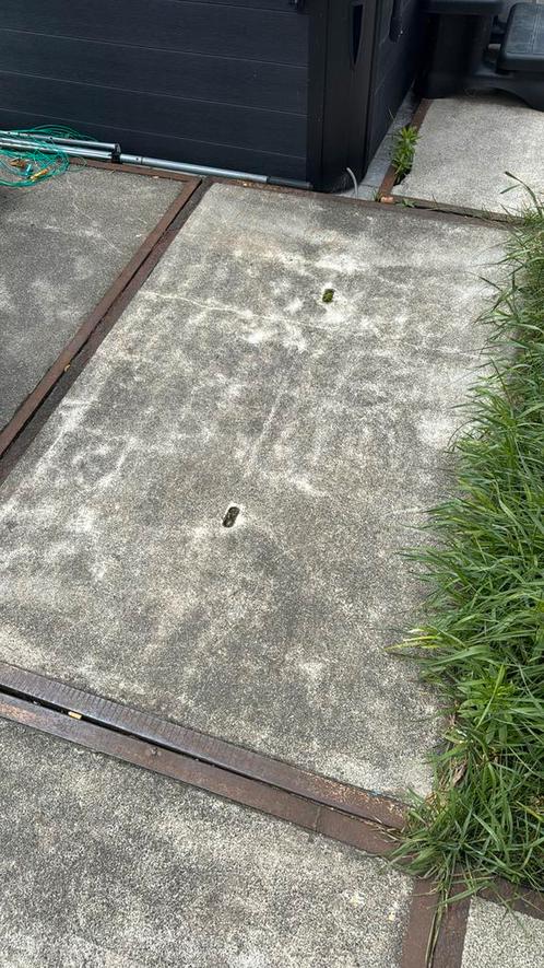 36 gebruikte stelconplaten, Tuin en Terras, Tegels en Klinkers, Gebruikt, Overige typen, Beton, 10 m² of meer, Ophalen