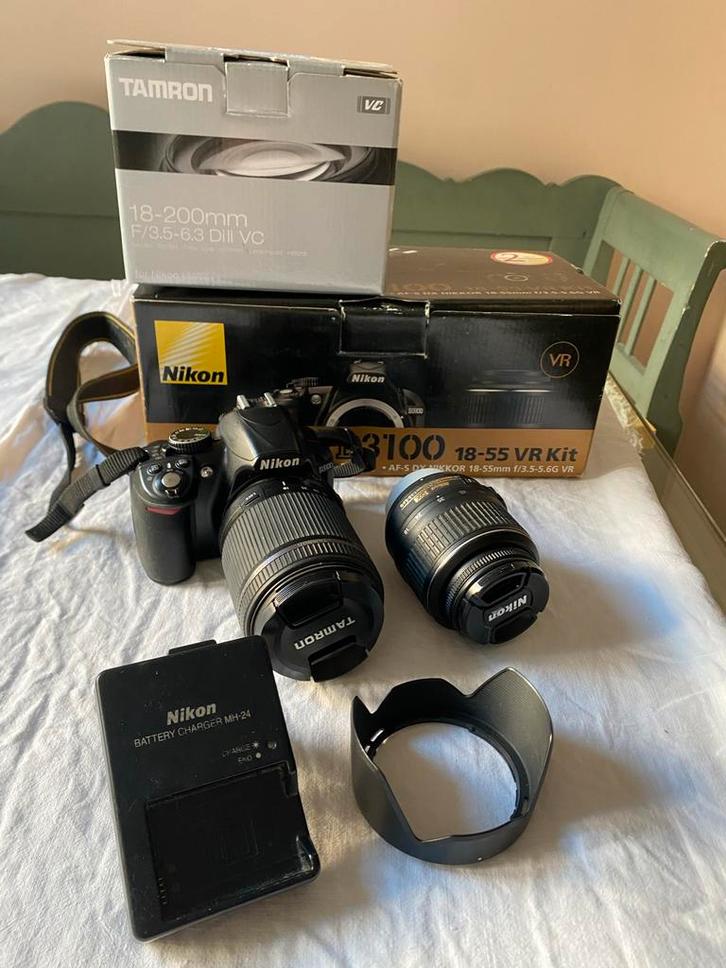 Nikon D3100 met 2 lenzen + dozen, Audio, Tv en Foto, Fotocamera's Digitaal, Gebruikt, Spiegelreflex, Nikon, 8 keer of meer, Ophalen of Verzenden