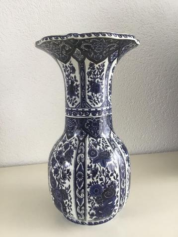 grote vintage delfts blauwe trompetvaas Boch 35 cm. beschikbaar voor biedingen