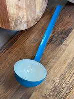 Brocante, vintage emaille soeplepel - petrol, Antiek en Kunst, Ophalen of Verzenden