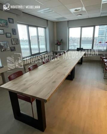 Industriele Eettafel Massief Eiken Boomstam Tafels Eikenhout - afbeelding 4