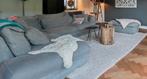 Lichtgrijze hoekbank met Hocker, Ophalen, Gebruikt, 100 tot 125 cm, Hoekbank