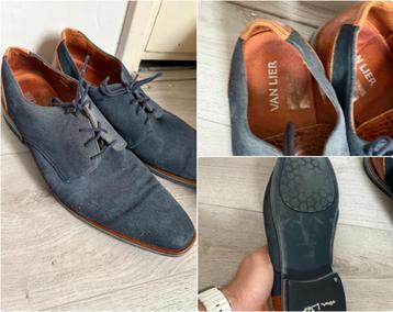 Van Lier herenschoenen – maat 45 – blauw suède/leer beschikbaar voor biedingen