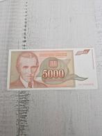 5000 Dinara Joegoslavie Biljet 1993, Postzegels en Munten, Bankbiljetten | Europa | Niet-Eurobiljetten, Ophalen of Verzenden, Los biljet