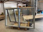 Hardhouten raamkozijn met glas 220x140 cm., Ophalen, Gebruikt, Raamkozijn, 150 tot 225 cm
