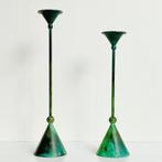 2 XL vintage KANDELAARS Christian de Beaumont postmodern, Huis en Inrichting, Gebruikt, 25 tot 50 cm, Ophalen of Verzenden, Metaal