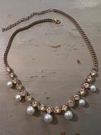Vintage goudkleur strass parels ketting costume jewelry boho, Overige materialen, Met strass, Ophalen of Verzenden, Zo goed als nieuw
