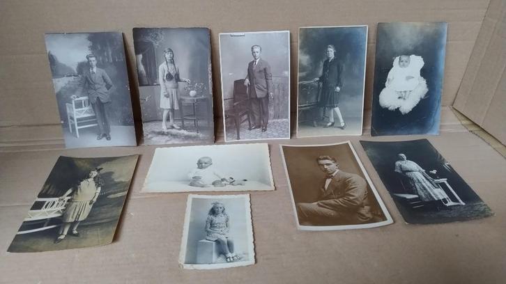 10 oude vooroorlogse portretfoto's fotokaarten, Verzamelen, Foto's en Prenten, Gebruikt, Foto, Kind, Voor 1940, Ophalen of Verzenden