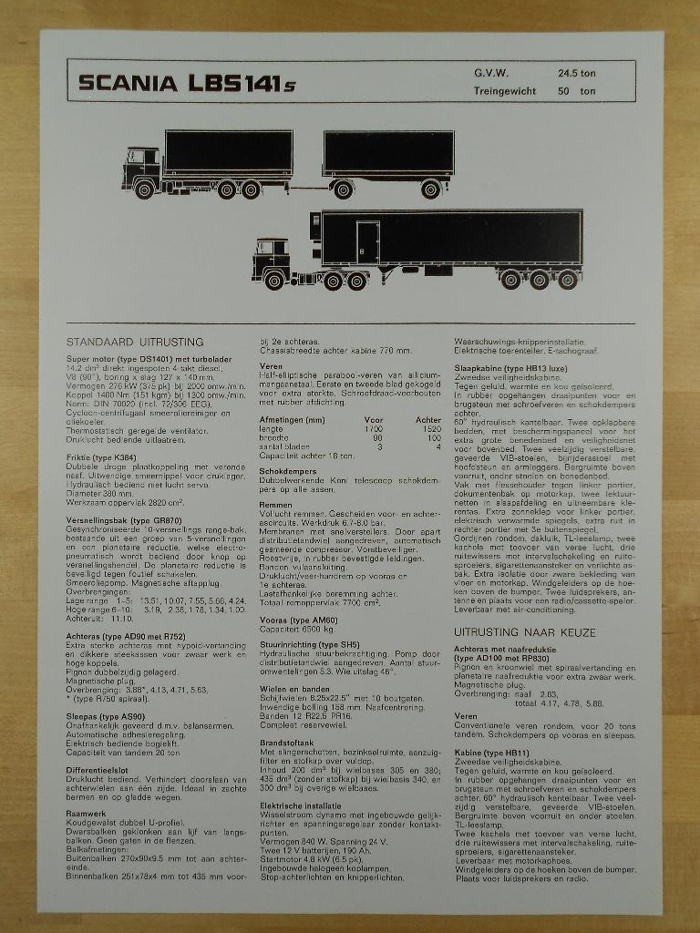 Scania LBS 141 6x2 Technische Specificatie Brochure 1980 V8, Ophalen, Zo goed als nieuw, Overige merken, Scania