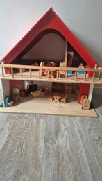 Compleet, vintage, houten poppenhuis, Ophalen, Gebruikt, Poppenhuis