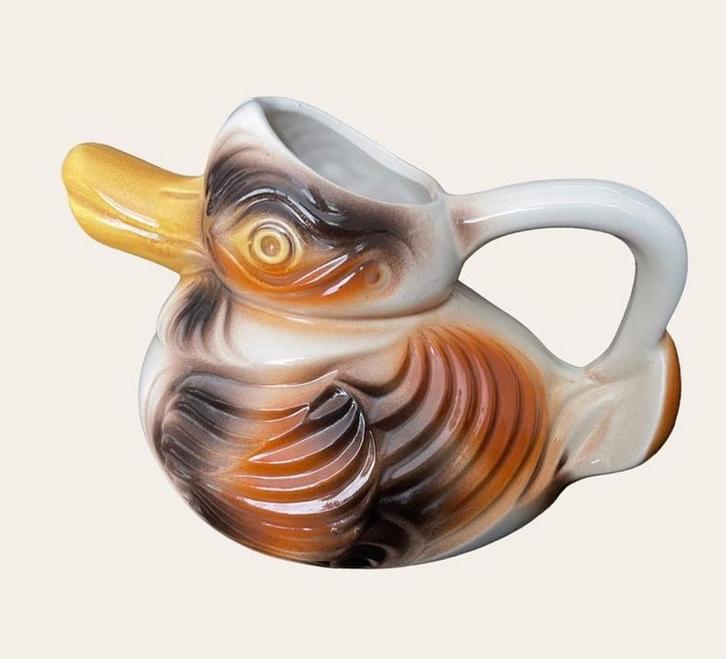 Frans Brocante Eend Karaf Sarreguemines Keramiek, Antiek en Kunst, Antiek | Keramiek en Aardewerk, Ophalen of Verzenden