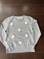 Grijze trui met roze bloemen maat S, Grijs, Ophalen of Verzenden, Zo goed als nieuw, Maat 36 (S)