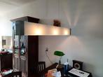 Design wit glazen kap met RVS hanglamp, Huis en Inrichting, Lampen | Hanglampen, Gebruikt, Ophalen, 75 cm of meer