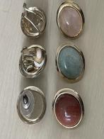 3 paar vintage oorklips met goudsteen rozenkwarts, Ophalen of Verzenden, Zo goed als nieuw, Roze, Overige materialen