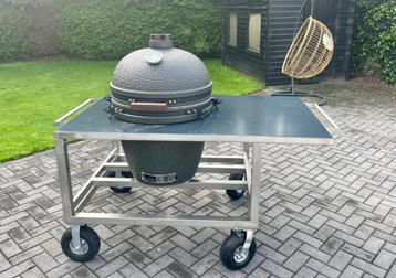Barbecue tafel op wielen - RVS - kamado XL - NIEUW beschikbaar voor biedingen