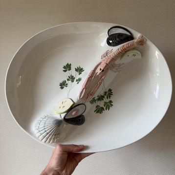 Unieke Vintage Kreeften Schaal, Fruit De Mer Serveerschaal beschikbaar voor biedingen