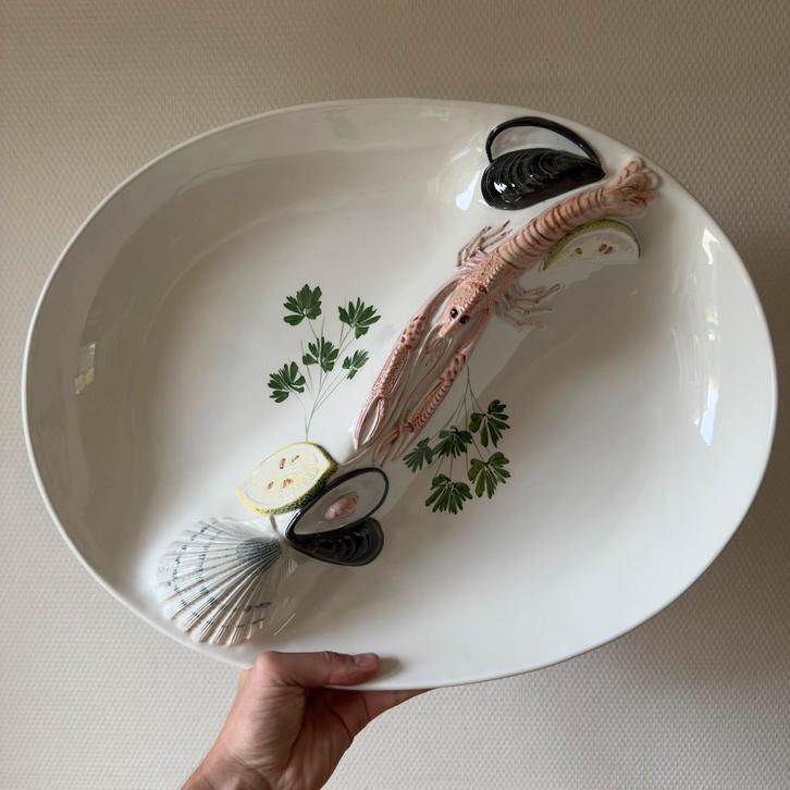 Unieke Vintage Kreeften Schaal, Fruit De Mer Serveerschaal, Huis en Inrichting, Keuken | Servies, Gebruikt, Schaal of Schalen
