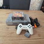 Sony Playstation 1 met 2 games en 1 controller, Ophalen of Verzenden, Zo goed als nieuw, Zwart, Met 1 controller