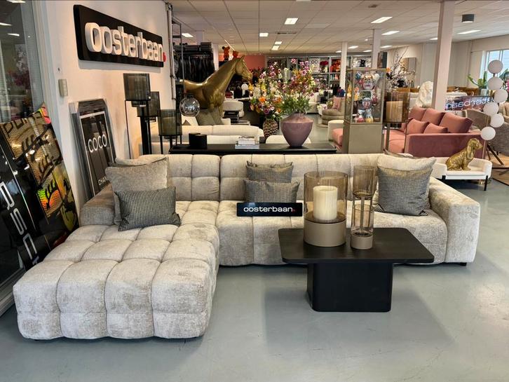 Luxe Teddy Velvet Loungebank Yently 200x300cm NIEUW - Sand, Huis en Inrichting, Banken | Bankstellen, Nieuw, Hoekbank, Vierpersoons of meer