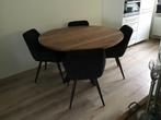 Eettafel met stoelen, Huis en Inrichting, Tafels | Eettafels, Overige materialen, Rond, Ophalen of Verzenden, Zo goed als nieuw