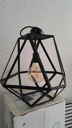 Zwarte metalen hanglamp met  sfeer led-lamp., Zo goed als nieuw, Ophalen