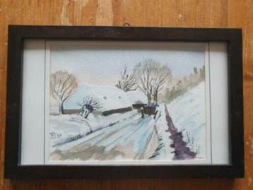 Aquarel Twente winter 93 Fred Jaarsma Kunstschilder beschikbaar voor biedingen