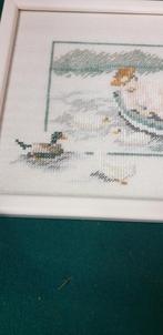 schilderij geborduurd, meisjes in een boot, Huis en Inrichting, Ophalen of Verzenden, 'T Olde Gre-j, Info@toldegrej.nl, Endepoelstraat 20f Didam