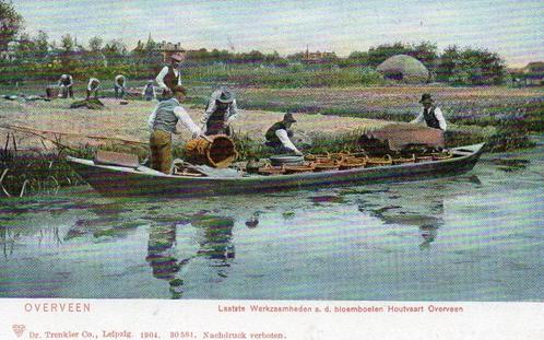 Overveen - Houtvaart praam werkzaamheden bloembollen - 1900, Verzamelen, Ansichtkaarten | Nederland, Ongelopen, Noord-Holland