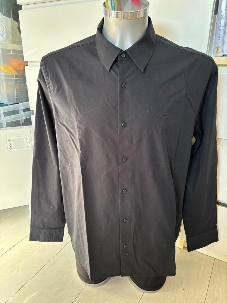 Calvin Klein overhemd – maat L (classic fit) zwart, Kleding | Heren, Overhemden, Zo goed als nieuw, Halswijdte 41/42 (L), Zwart