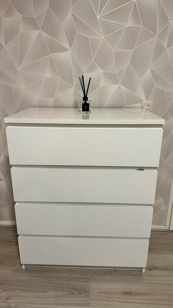 IKEA ladekast wit (MALM) – 4 lades, Huis en Inrichting, Kasten | Ladekasten, Zo goed als nieuw, Minder dan 100 cm, 50 tot 100 cm