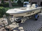 vissersbootje met fishfinder consoleboot met trailer, Watersport en Boten, Ophalen, 10 tot 30 pk, Zo goed als nieuw, 3 tot 6 meter