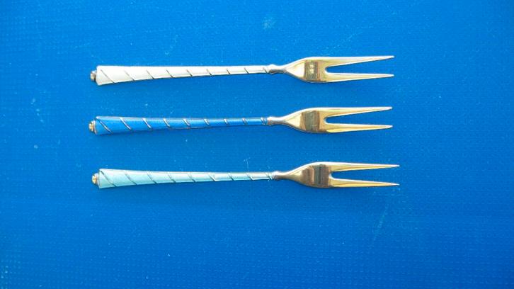 Zilveren ELA Denmark set van 3 vorkjes, Antiek en Kunst, Antiek | Goud en Zilver, Zilver, Verzenden