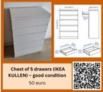 IKEA KULLEN Ladekast – 5 Lades – Wit – €40, Ophalen, Zo goed als nieuw, 25 tot 50 cm, 50 tot 100 cm