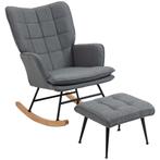 Schommelstoel - met Voetsteun - 64 x 89 x 90 cm - Grijs, Hout, Quore B.V., Verzenden, Nick.karselius@quorebv.com