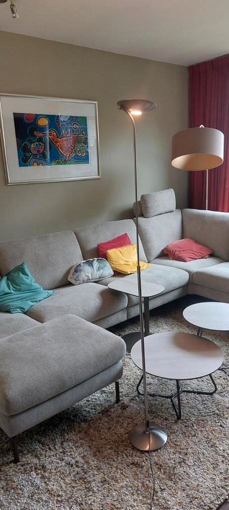 Steinhauer vloerlamp zilverkleurig verstelbaar, Huis en Inrichting, Lampen | Vloerlampen, Gebruikt, 150 tot 200 cm, Metaal, Ophalen