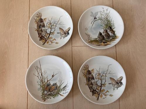 Vintage Antieke Porseleinen borden Vogels, Antiek en Kunst, Antiek | Wandborden en Tegels, Ophalen of Verzenden