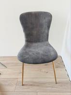6 Grijze Eetkamerstoelen met Gouden Poten, Huis en Inrichting, Stoelen, Ophalen, Gebruikt, Vijf, Zes of meer stoelen, Stof