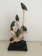 KUNSTWERK - HOUT + 8 KERAMIEK VOGELS MINY - ART, Antiek en Kunst, Ophalen of Verzenden